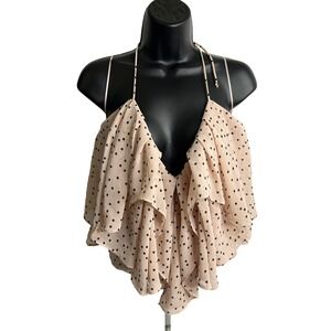 WAYF Ruffle Halter Top Polka Dot Sleeveless Blouse Womens Size Medium